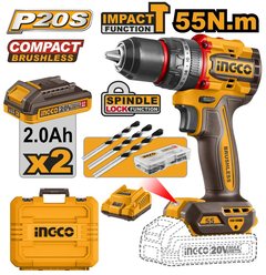 INGCO drill impact 20V brushless cordless kit