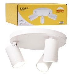 Spotlight 3-light plate surface mount twist&lock white