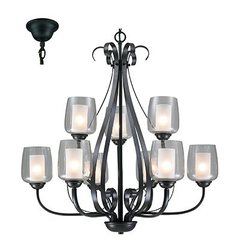 Chandelier black E27 9X40W
