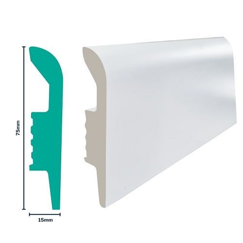 Skirting hdps std white 75 x 15 x 2.75m