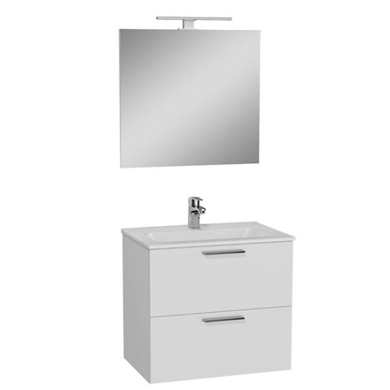 Vanity mia vitra double drawer white combo 600mm