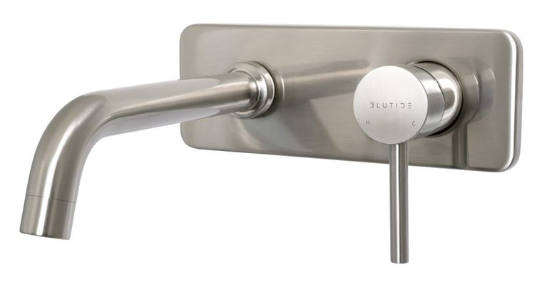 Moon basin mixer concealed with spout s/s