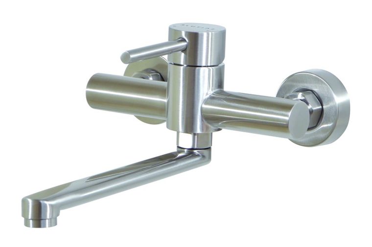 Moon sink mixer wall type J spout s/s