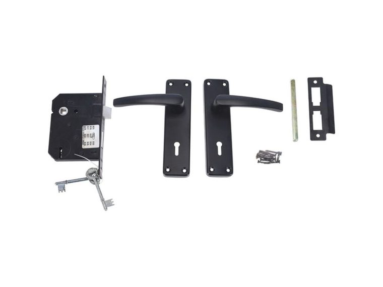 Lockset 2L 6'' black k/w contr ebony jaguar