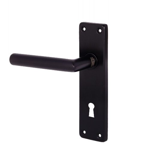 Handle str lever s/s keyhole black