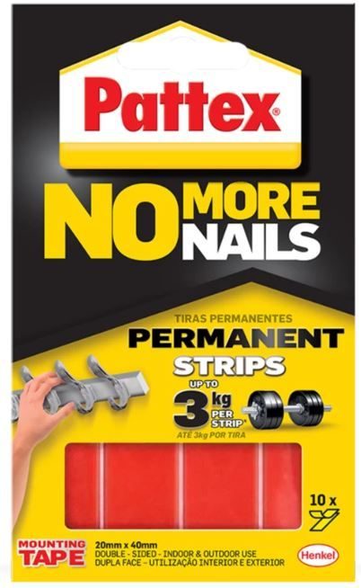 Pattex NO more nails permanent mounting strips 3kg