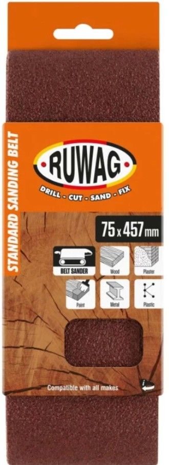 Sanding belt 75 x 457 P80 (3) ruwag