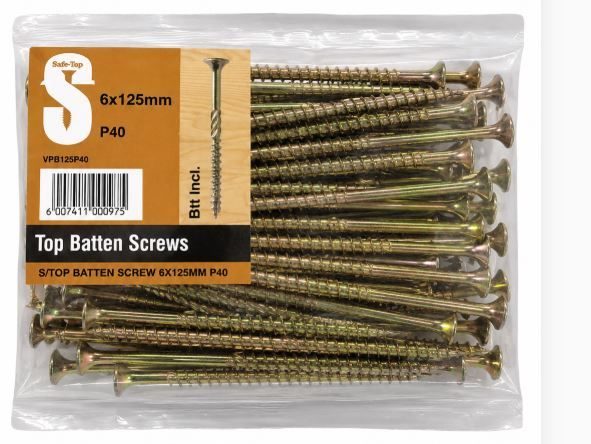 S/top batten screw 6 x 125mm P40
