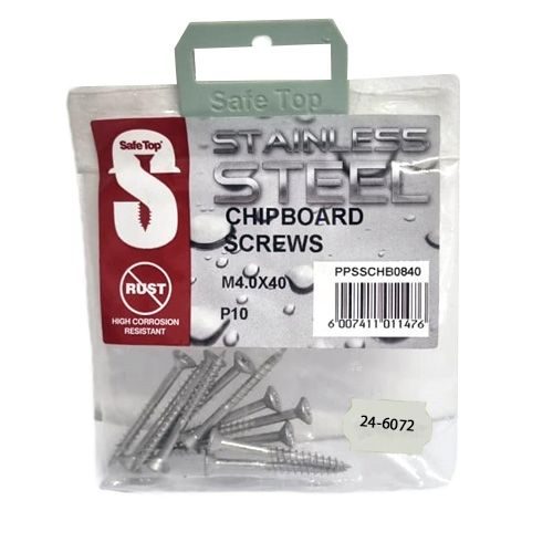 S/top screw chipboard s/s 4.0 x 40mm P10