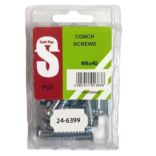 S/top screw coach 6 x 40mm P25