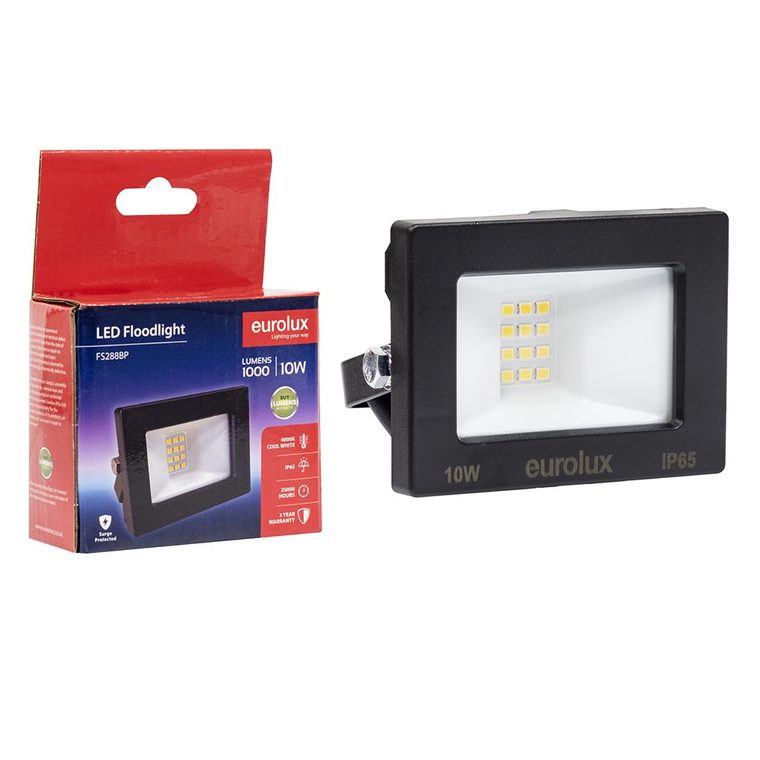 Floodlight NO sensor box black LED 10W 4000K