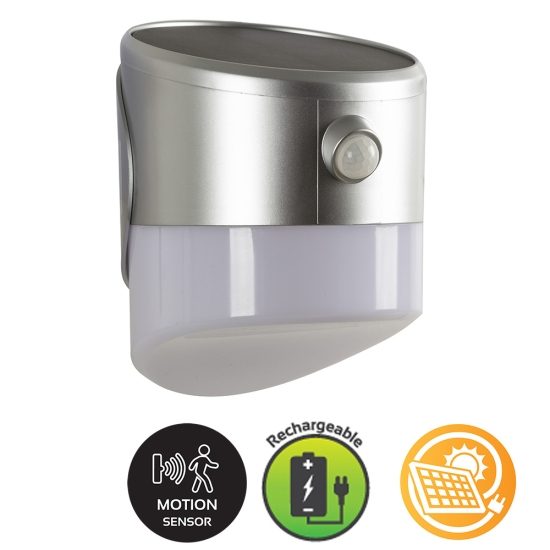 Solar LED wall light silver 2W