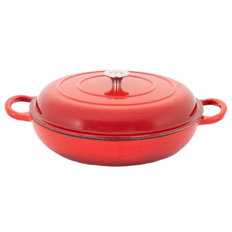 Megamaster enamel series cast iron braai pan with lid red