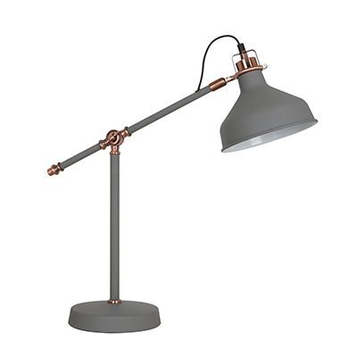 Table lamp steel grey and copper 1XE27