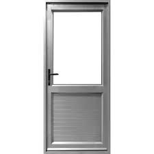 Entrance door alum t/glass & b/slatted 1-piece natural